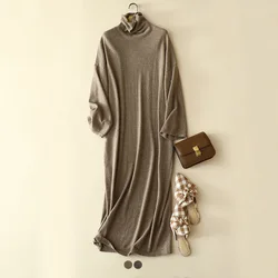 fancy winter new oversized 100% cashmere sweater dresses turtleneck women elegant loose warm jumper