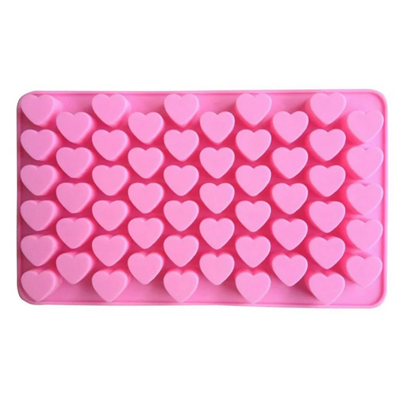 55 Lattices Love Heart Shape Silicone Mold Cake Dessert Decor Tools for Chocolate Fondant Candy Form Baking Small Cookie Tray