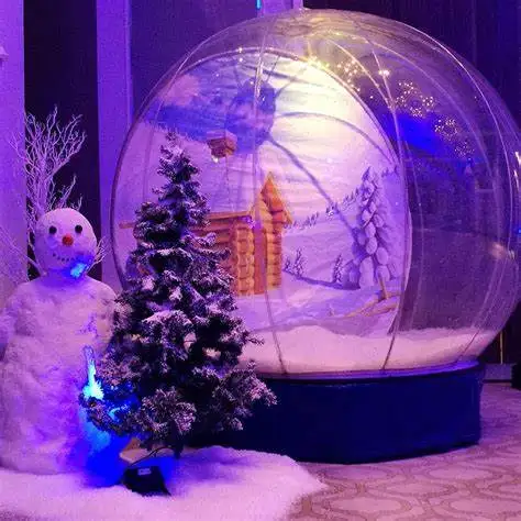 

Hot Sale Christmas Decoration Product Snow Globe Photo Booth With Blower Clear Bubble Dome Inflatable Snowglobe Halloween Cheap