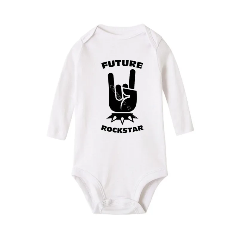 Born To Rock Newborn Baby Long Sleeve Cotton Baby Bodysuit Cute Baby Boy Clothes Jumpsuit Infant Outfit Baby Body Rock Outfits