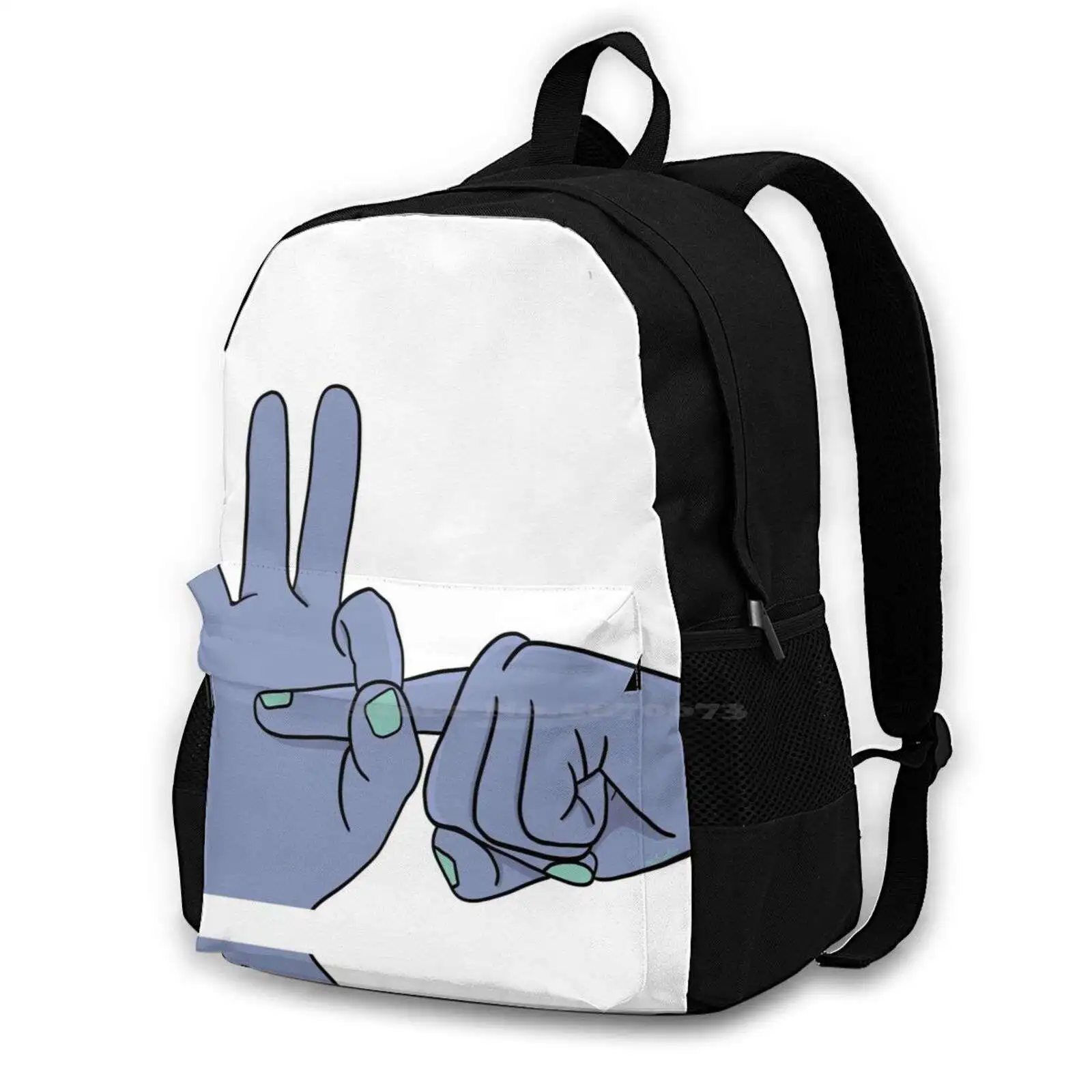 Poke Fashion Pattern Design Travel Laptop School Backpack Bag Suggestive The Funny Silly Hand Gestures Unique Hands 18 Swearing