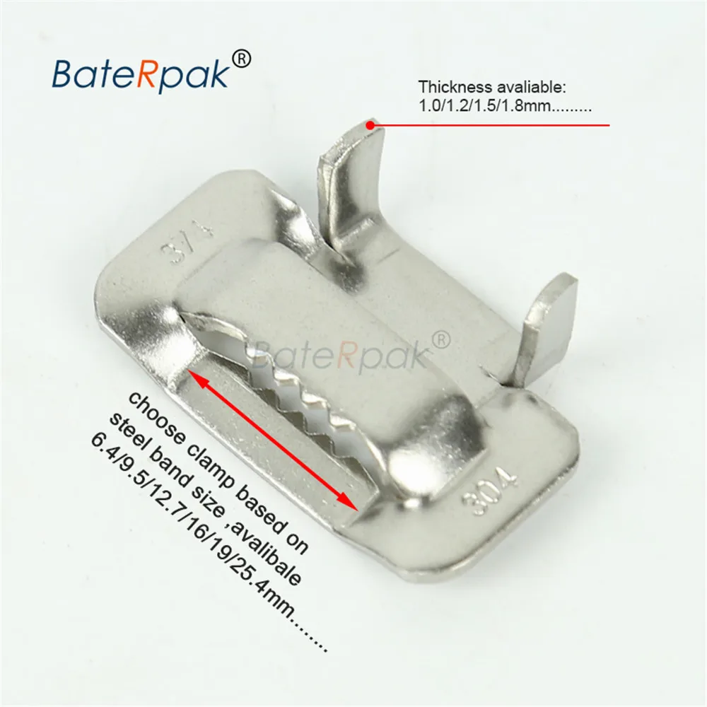 BateRpak #304 الفولاذ المقاوم للصدأ نوع الأسنان المشابك لربط الصلب (أدوات وأشرطة شراء اضافية) 50/100 قطعة/صندوق