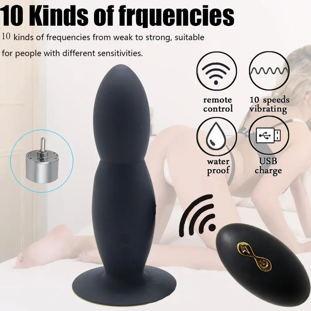 Vibrating Prostate Massager Men Anal Plug Waterproof Powerful Motors 10 Stimulation Patterns Butt Silicone Sex Toys for Adults