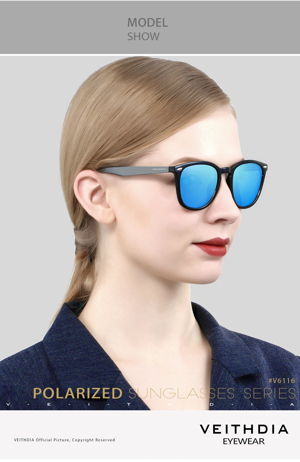 VEITHDIA Marke Sonnenbrille Aluminium + TR90 männer Photochrome Spiegel Sonnenbrille Brillen Vintage Outdoor Brillen Für Frauen 6116 – Detail 12