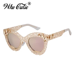 WHO CUTIE 2025 Luxury Oversized Cat Eye Sunglasses Women Brand Designer Retro Vintage 80S Baroque Cateye Sun Glasses Shades 670