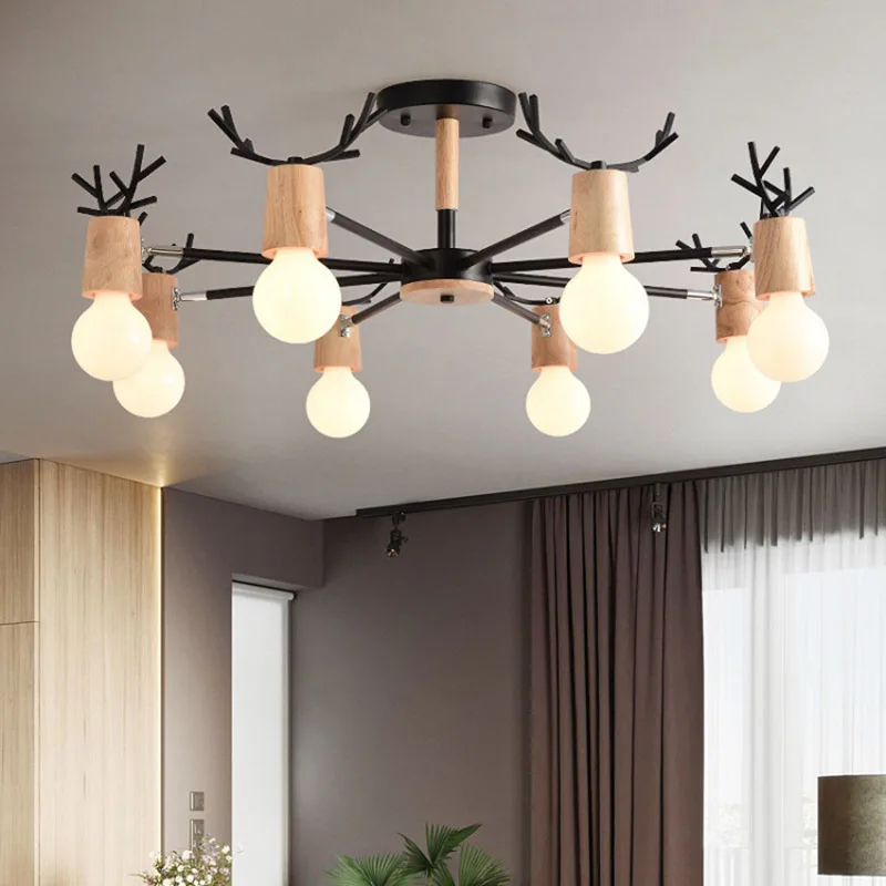 

Modern Chandelier Nordic Led Hanging Lighting Fixture dining Indoor Wooden Living Bedroom Childen Lights Dining Cute decor Lamp