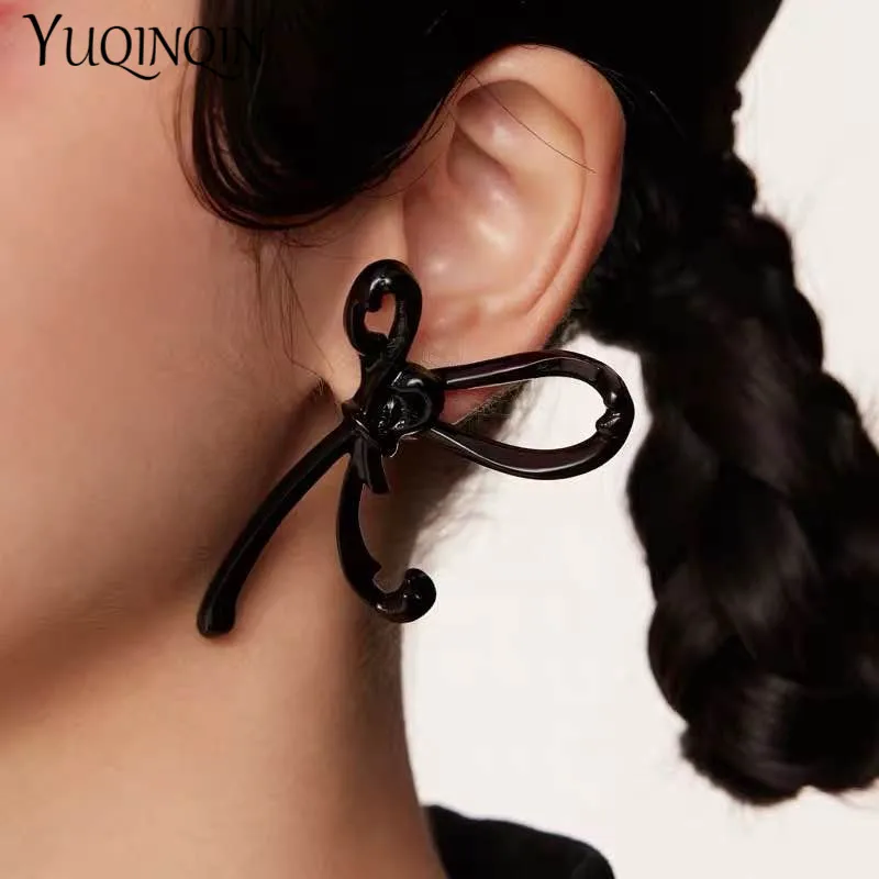 Acrylic Handmade Vintage Dangle/Drop Earrings for Women Fashion Jewelry Punk Long Earings Korean Resin Big Cute Earring Black