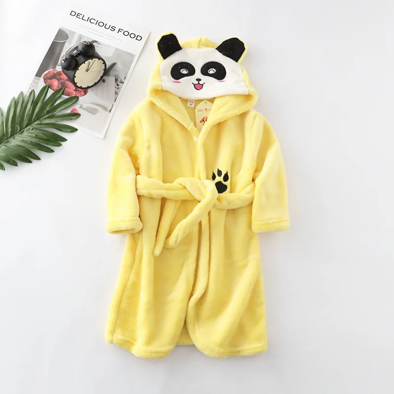 Robe com capuz de coelho e panda infantil, roupão de banho de bebê pijama de flanela de manga comprida para meninos e meninas, novo outono inverno