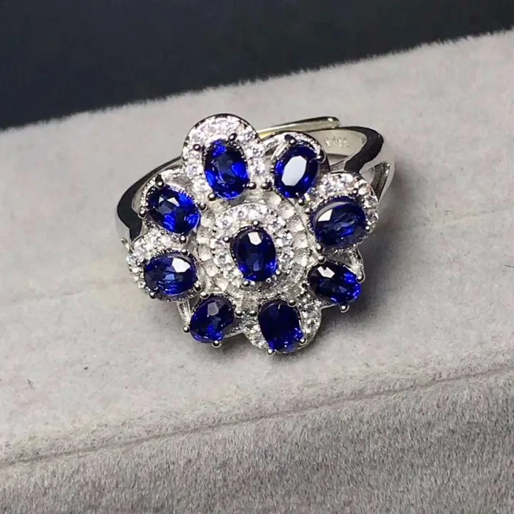 

Flower Jewelry Wedding Women/Men Blue Stone Ring Anel Aneis sliver White Zircon Rings