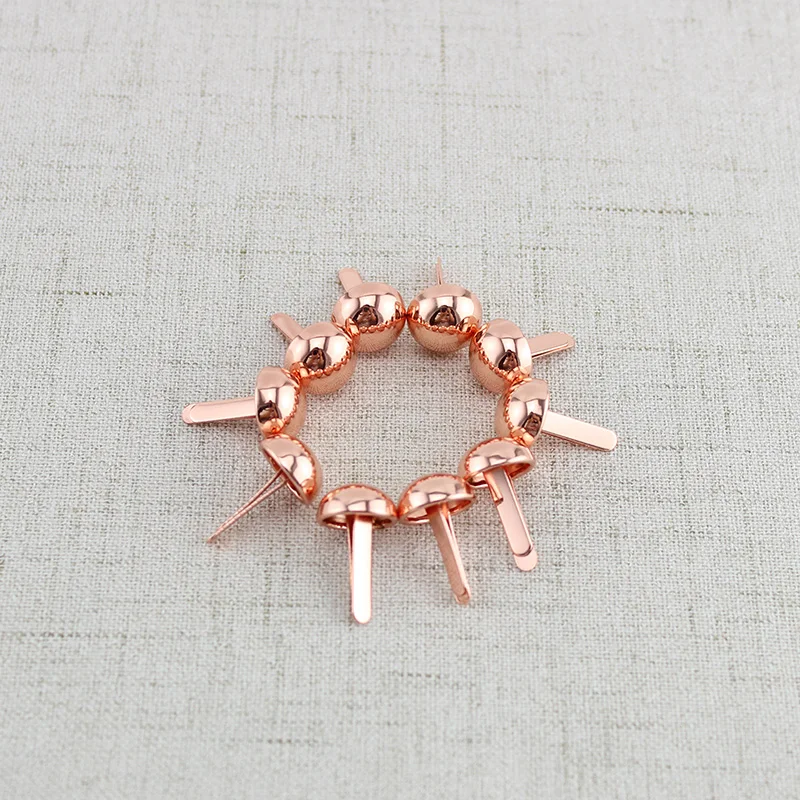 50pcs 12mm Rose Gold Round Hat brads,Craft Wallet Nail Mushroom Rivets ,Bags hats shoes belts embellishments studs,rose gold