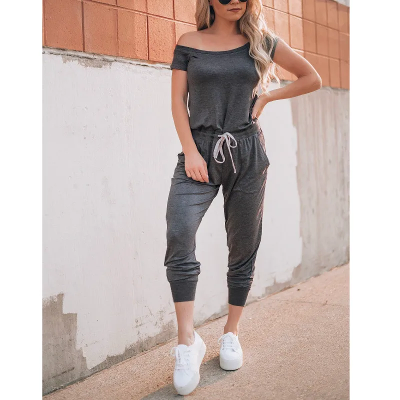 Sexy overalls Women long romper Black jumpsuit Off Shoulder jumpsuit rompers womens jumpsuits body mujer image 4