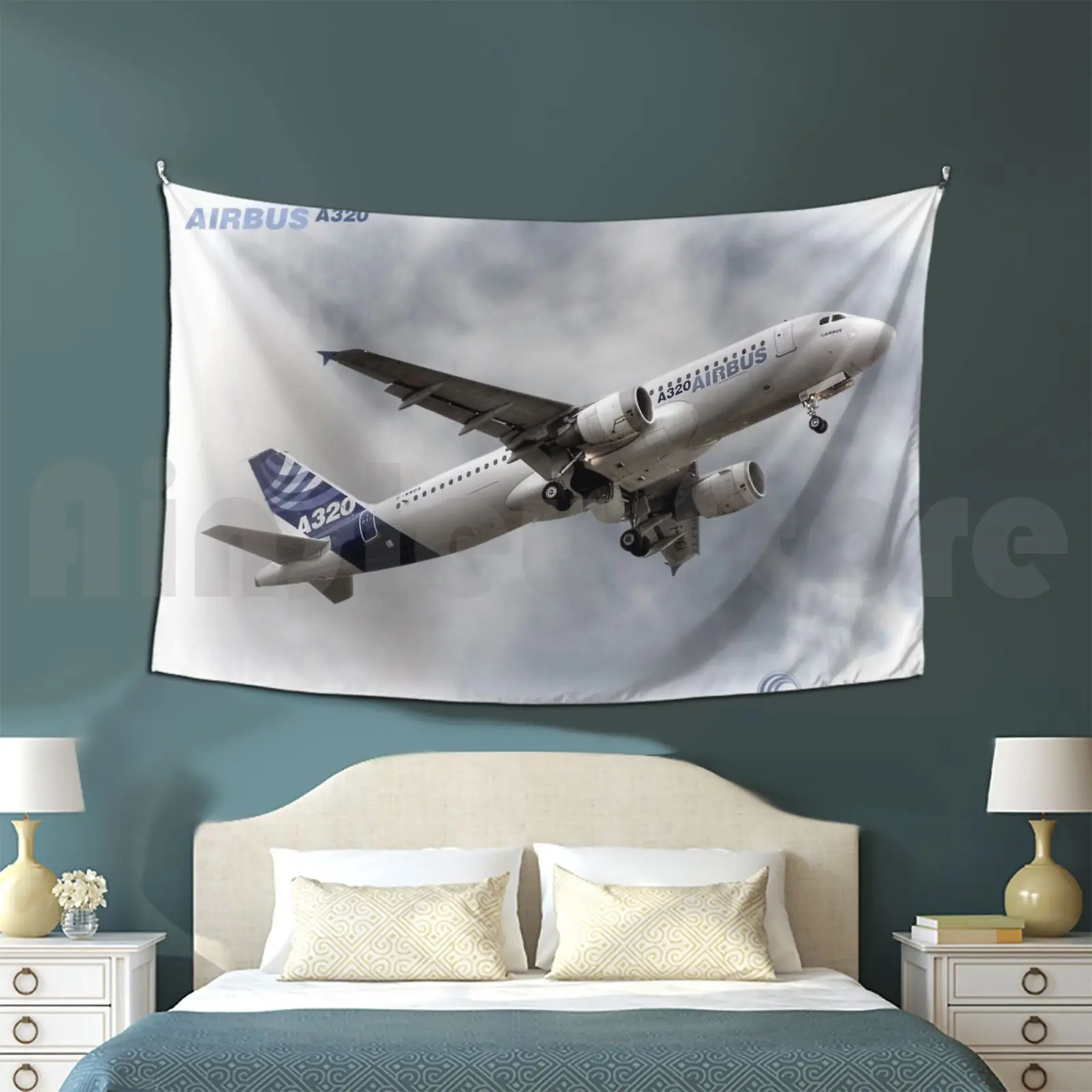 Airbus A320-Duvets , Cases , Pillows Etc Tapestry Living Room Bedroom Airbus A320 A320 Airplane Plane Airplane Filton