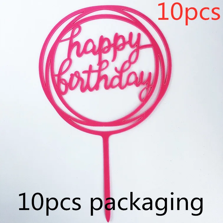 10 Stück 36 Designs Happy Birthday Tortendekoration Rosa Gold Acryl Cake Toppers Baby Shower Kuchen Geburtstagsparty Kuchenflaggen Dekorationen – Detail 12