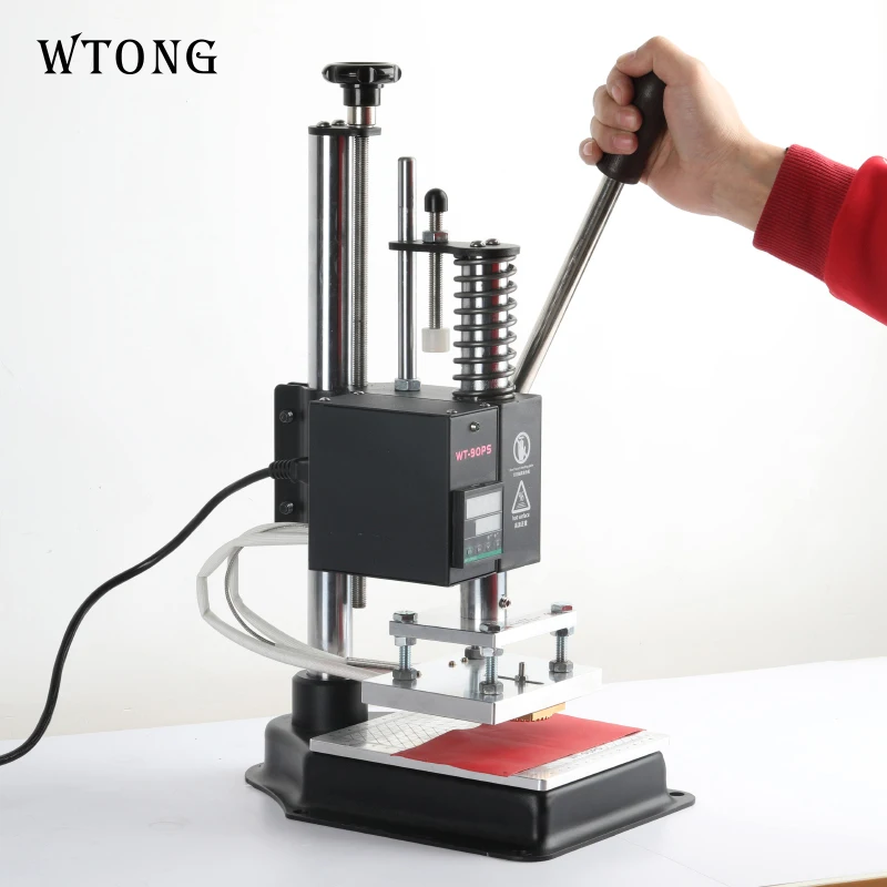 WT-90PS Serie Multifunktions Kleine Leder Heißfolienprägung Maschine Manuelle Wärme Drücken Schneiden Maschine Buchstaben Logo Kennzeichnung