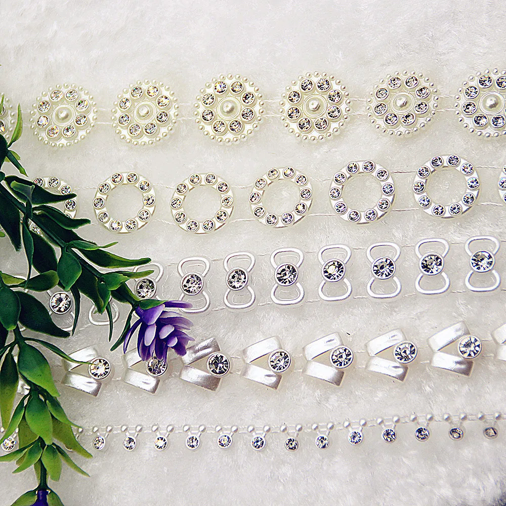 1YD Multi-style ABS Imitation Pearl Diamond Chain Handmade DIY Rhinestone Bead Chain Connecting Bead Plastic Lace