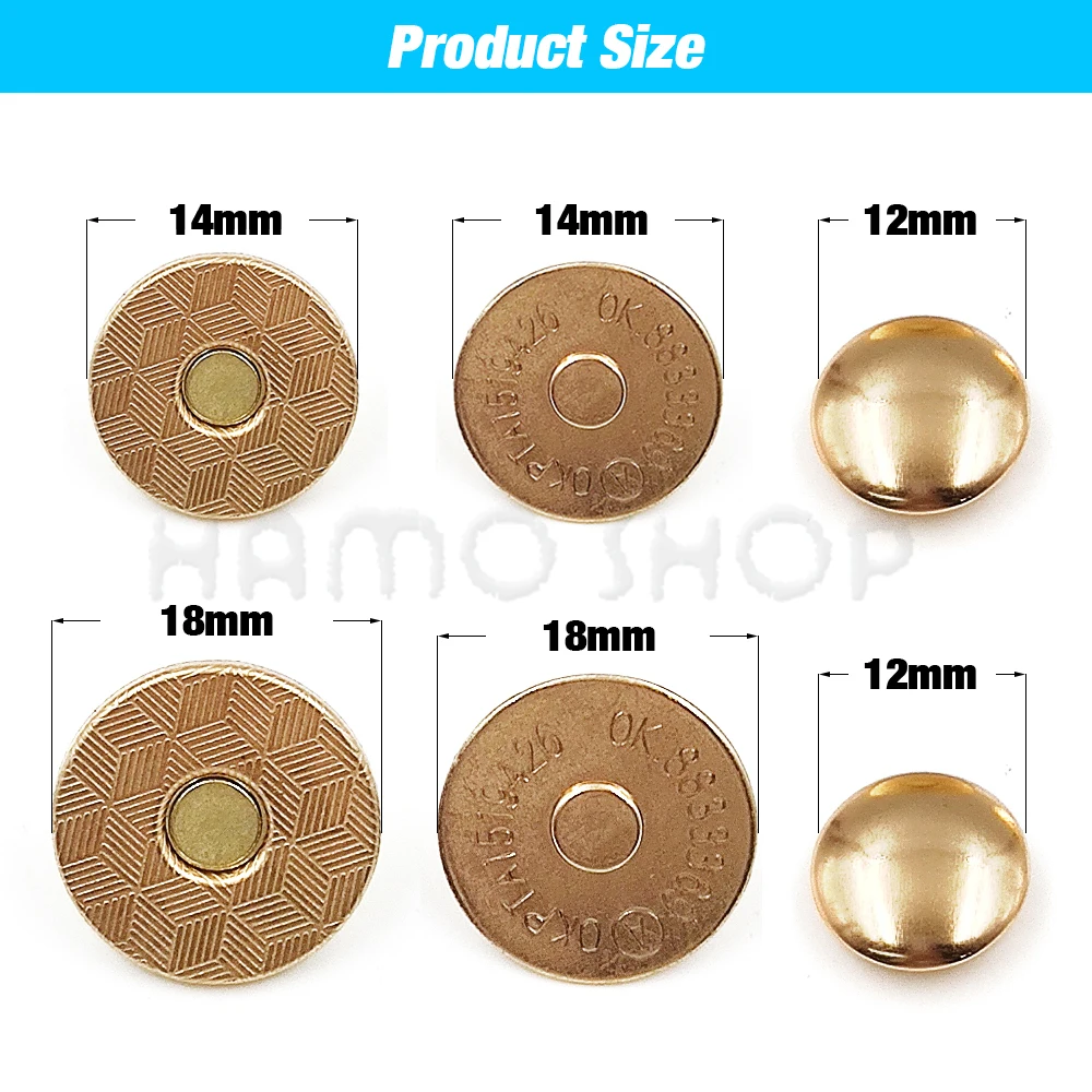 10sets/lot 14mm18mm Magnetic Buttons Snap Materials Buckle Fasten Leather Craft Installation Hand Punch Tool DIY Accessories