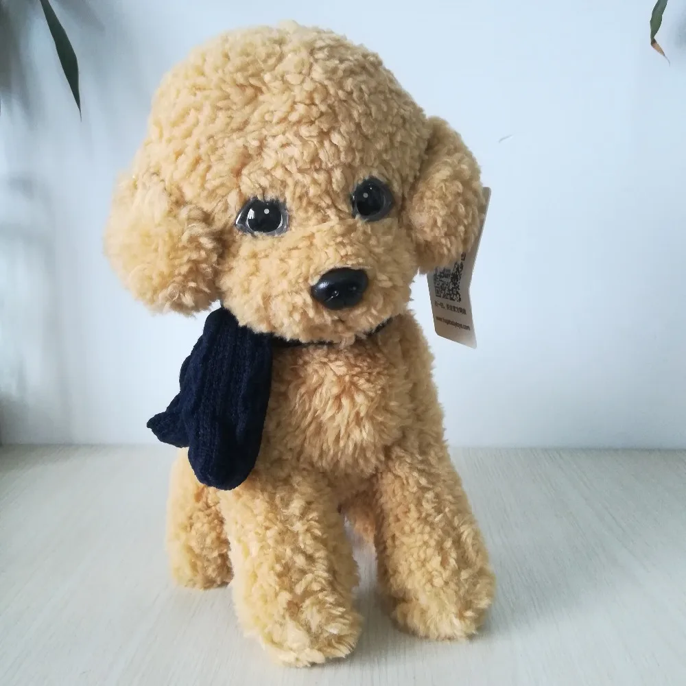 new toy about 32cm lovely squatting dog with scarf plush toy soft poodle toy dog doll birthday gift w0233