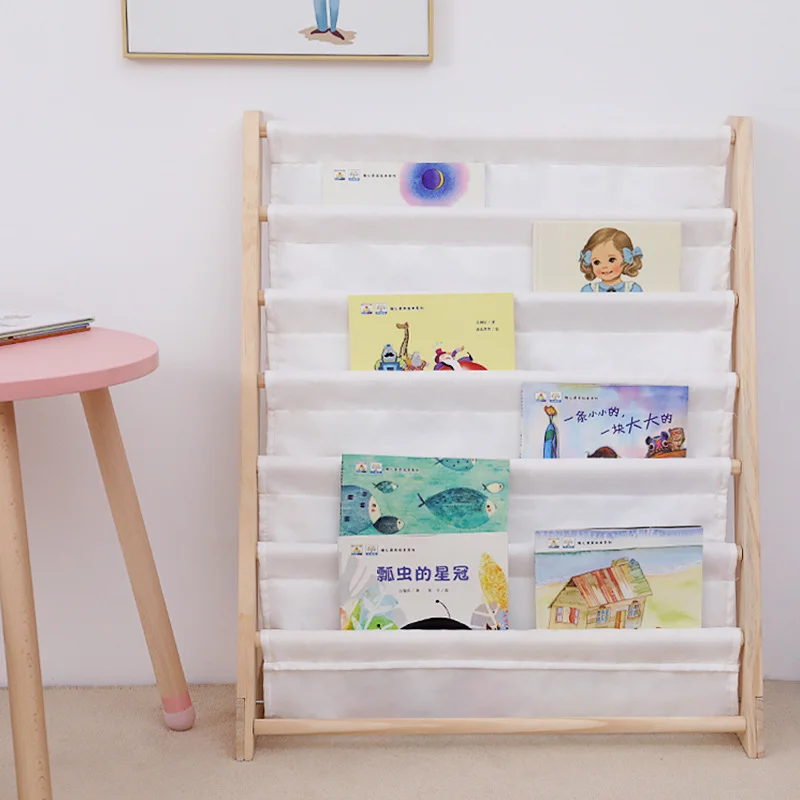 Children Bookshelf Solid Wood Floor Bookcases Simple Kindergarten Racks For Kids Pupils Picture Books Mini Bookshelf For Home