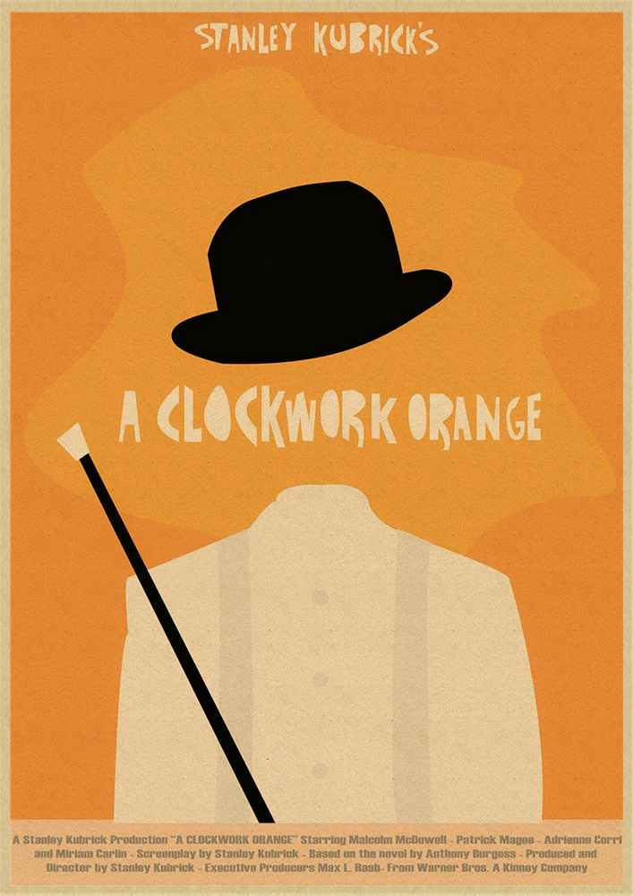 Classic Movie A Clockwork Orange Poster Home Furnishing decoration Kraft Movie Poster Drawing Wall stickers decorative painting