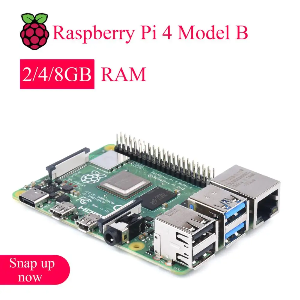 

Original Raspberry Pi 4 Model B Development Board Kit RAM 2G 4G 8G 4 Core CPU 1.5Ghz 2.4G&5G WiFi Bluetooth 5.0 With Accessory