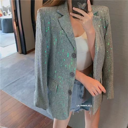 2022 primavera autunno coreano Blazer donna nuovo abito allentato paillettes monopetto piccolo Blazer cappotti moda donna Streetwear XZ69