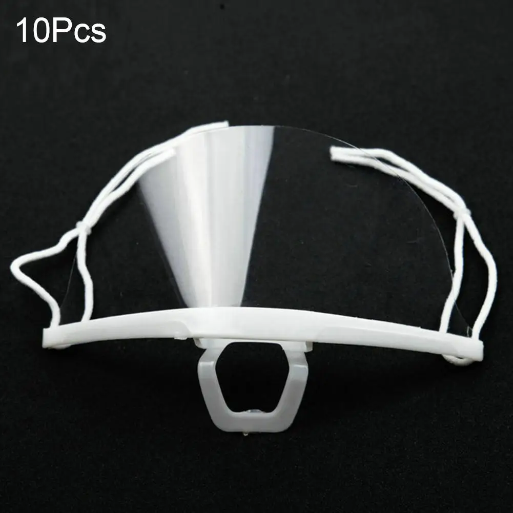 10PCSReusable Face Shield Plastic Transparent Protective Visor Food Hygiene Anti-Saliva Visor Safety Protection Face Mask Filter