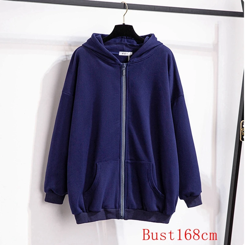 

Fall/winter plus size casual ladies hooded sweater 10XL 9XL 8XL fashion zipper pocket loose cardigan solid color hooded coat