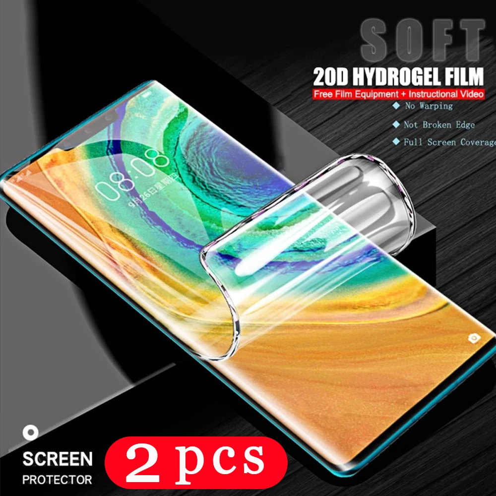 

2/1Pcs soft full cover phone screen protector for huawei mate 40 pro RS plus 30 lite 30E 20 pro 20X hydrogel film Not Glass film