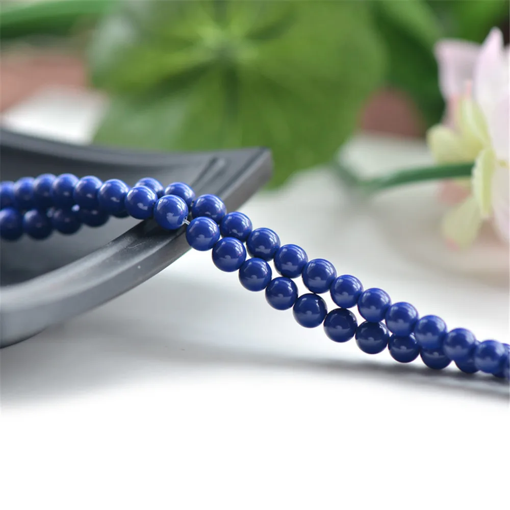 Joanlyn Natural Azurite Beads Pure Royal Blue Beads 4mm-10mm Smooth Polished Round 15 Inch Strand LL33