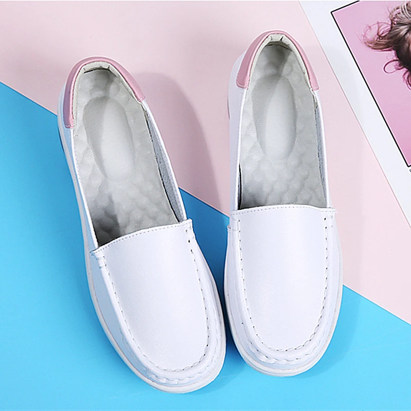 WOIZGIC Women Ladies Female Nurse Shoes Flats Platform Loafter Slip On Moccasins Spring Ballerines Korean Size 34-41 TY-1188