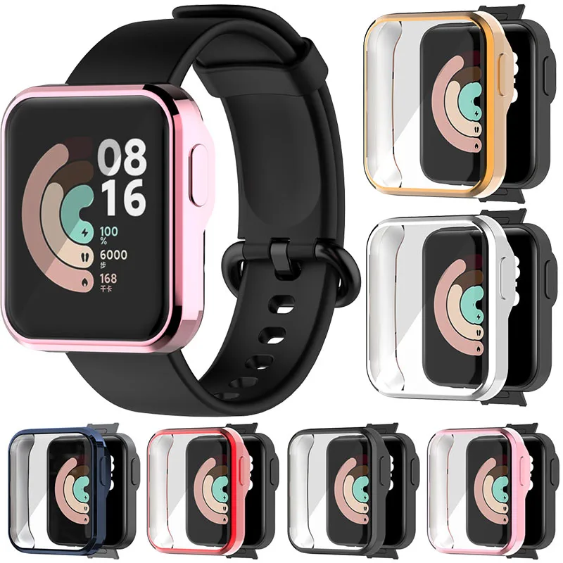 フル保護ケースカバーxiaomi mi腕時計liteのアクセサリーフレームケースredmiスマートウォッチ360 tpuスクリーン保護