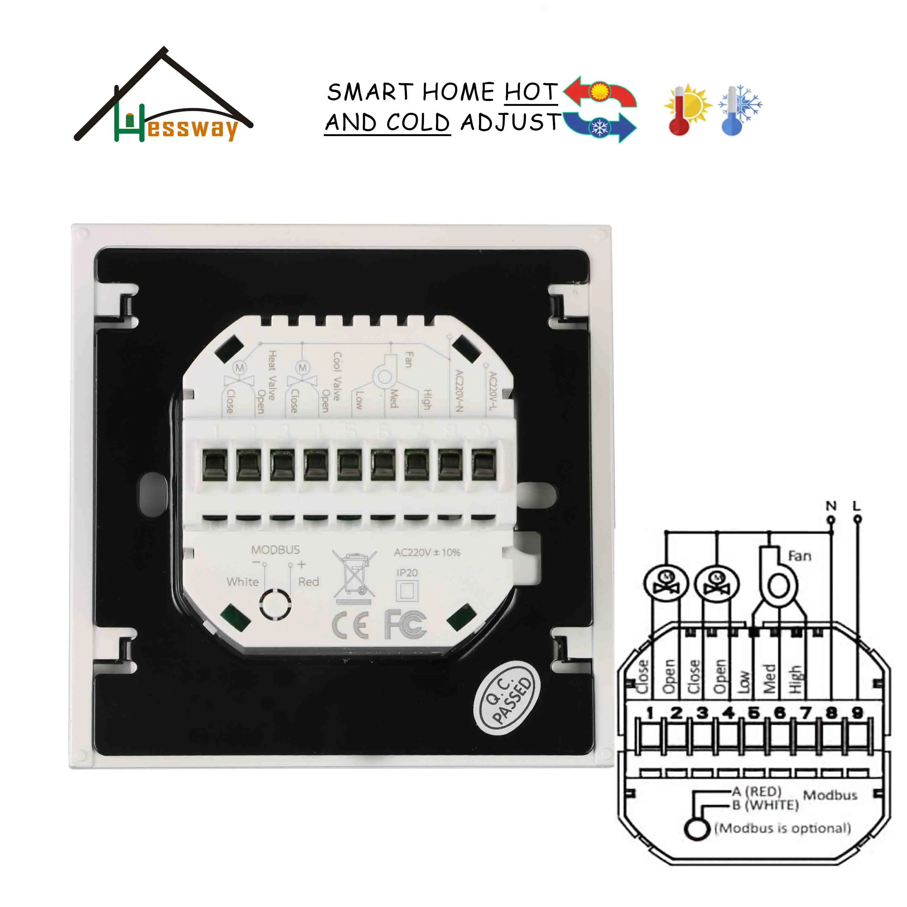 HESSWAY central air-conditioning thermostat temperature control switch panel for 2Pipe 4P