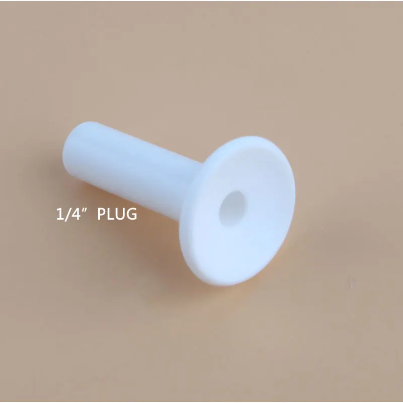 OD 튜브 화이트 하드 플러그 직통 파이프 커넥터, 역삼투 수계 차단 직경 6.5mm 피팅, 1/4 인치