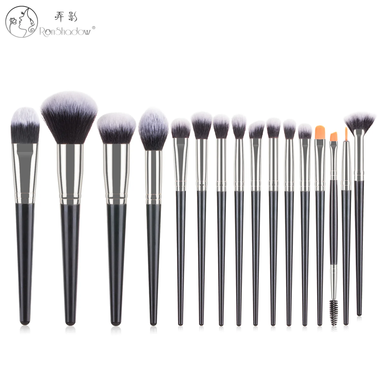 Ronshadow 16 Professional Makeup Brushes Set Black & Brown Foundation Eyeshadow Make Up Brushes  of Cosmetic Tools