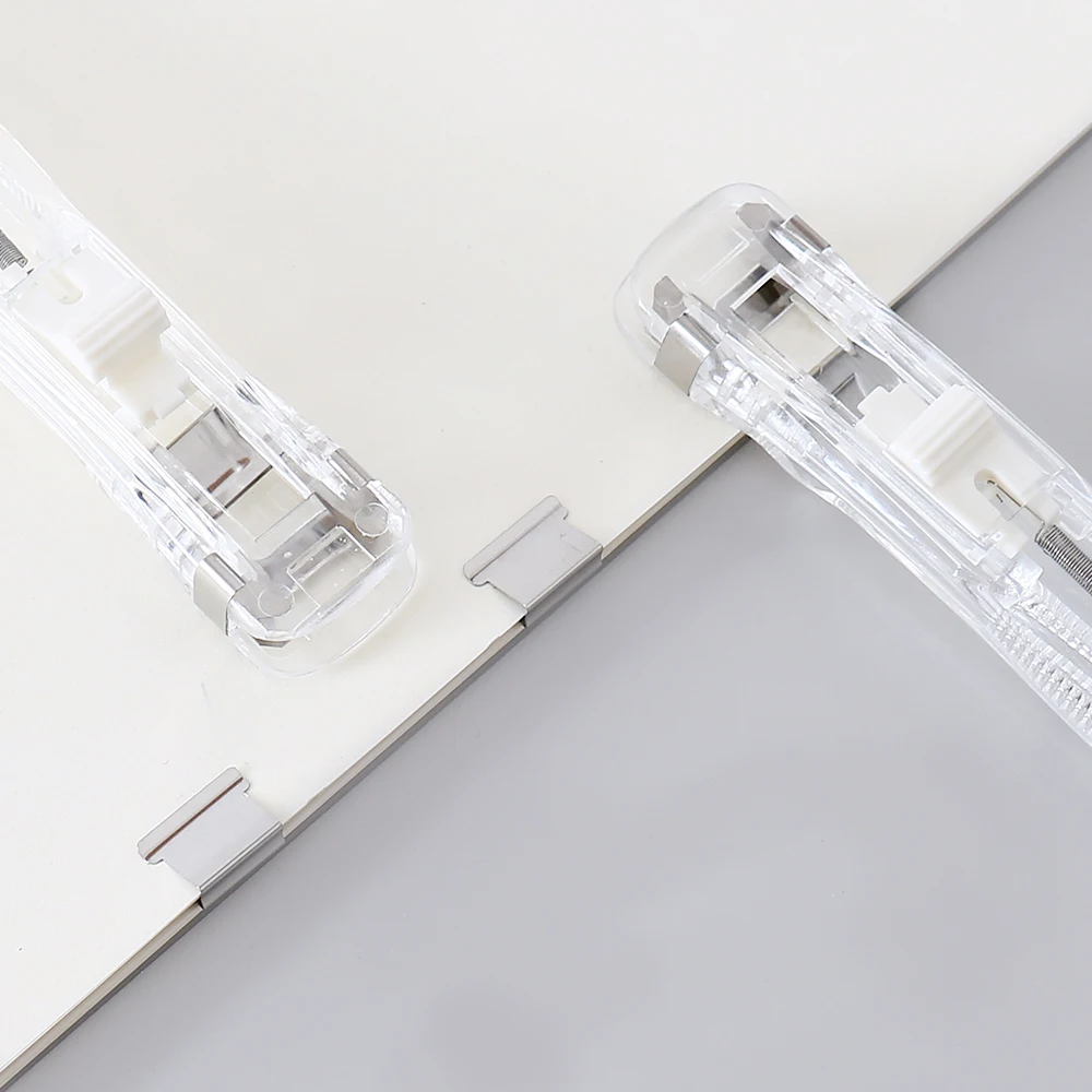 Hand Paper Clipper With Refills Metal Paper Clips For Document Binding Stationery 40 pages Folder Paperless Clip H0544