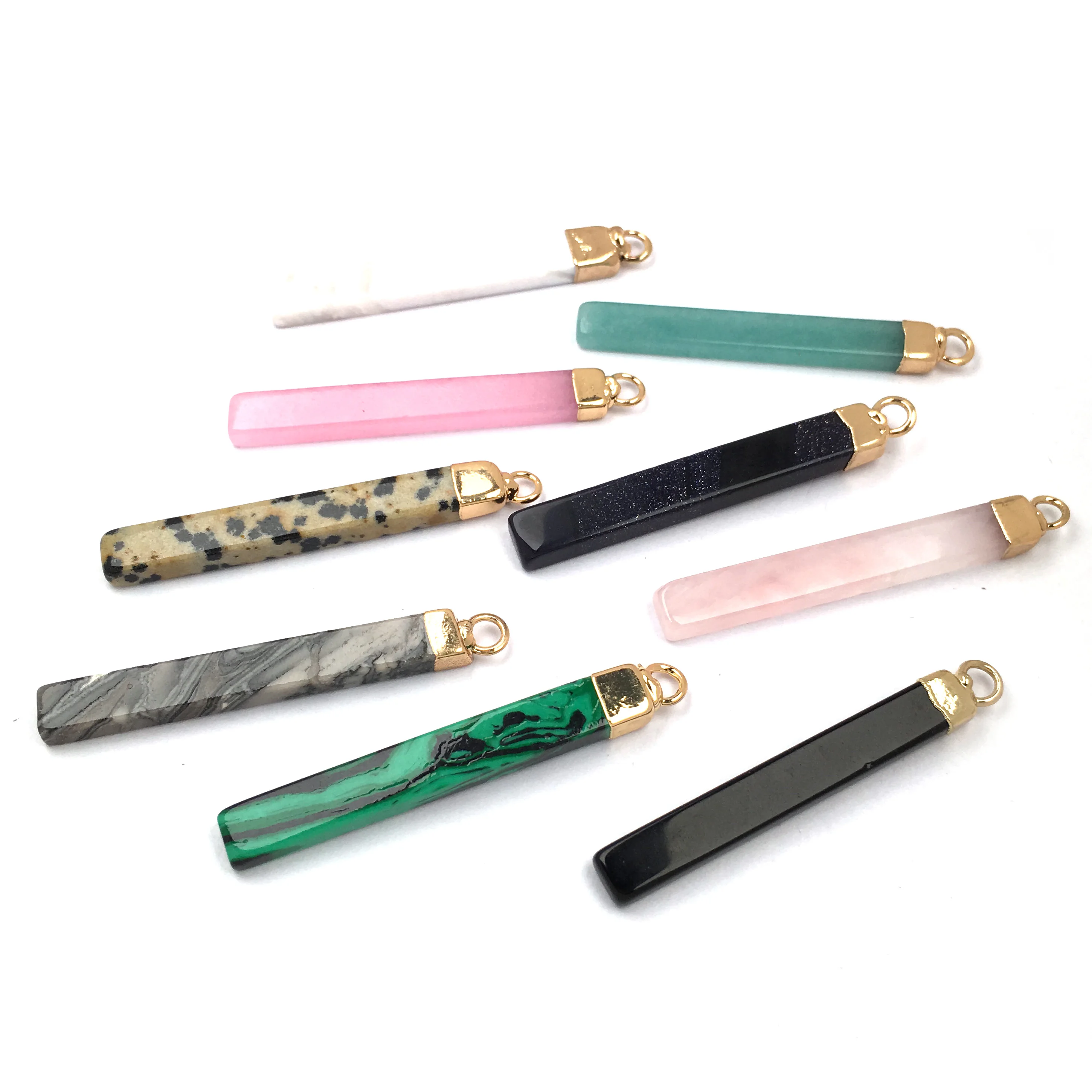 Natural Stone Crystal Pendant charm Rectangular Pendants for Jewelry Making Supplies DIY Fine necklace accessories size 5x45mm
