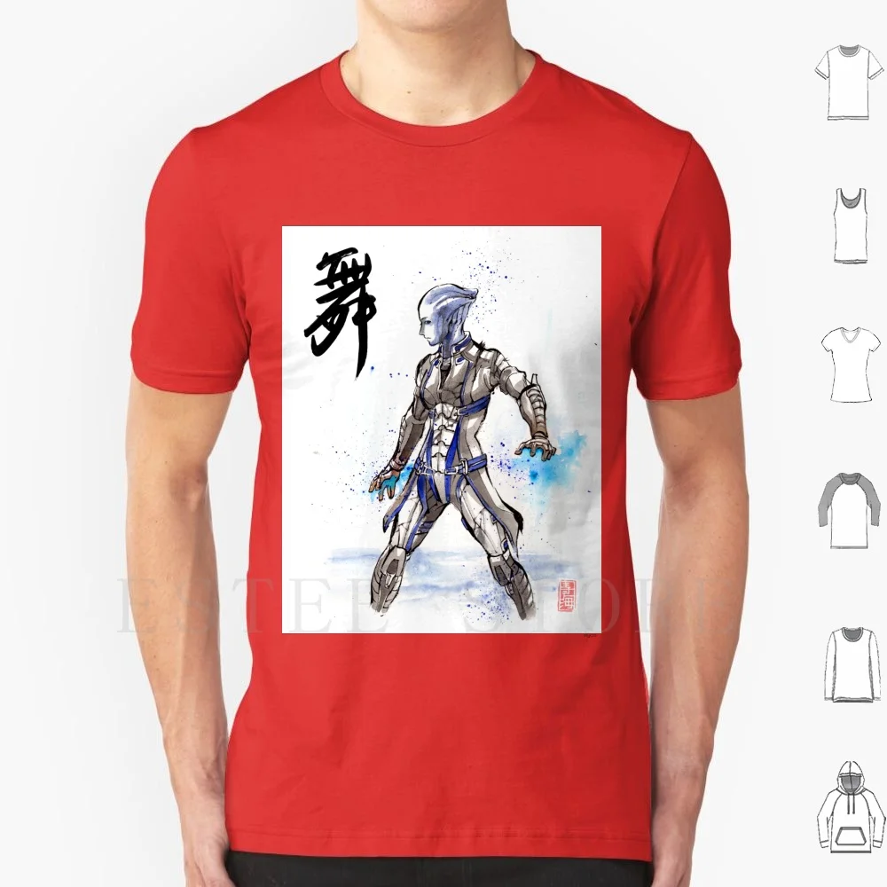 Mass Effect Liara Sumie Style With Japanese Calligraphy T Shirt Cotton Men DIY Print Liara Calligraphy Japanese Sumie Mass