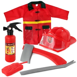 Children's Firefighter Toy Set Fire Hat Clothes Set Accessories Cosplay Stage Performance Costume Supplies Simulation Fire Props