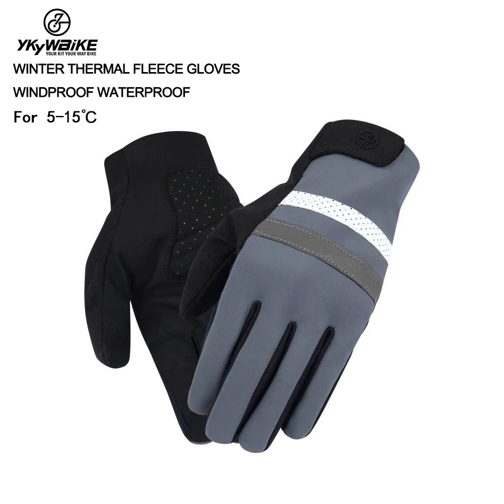 Ykywbike Winter Cycling Gloves Bicycle Gloves Windproof Waterproof Thermal Warm Fleece Mtb Gloves Long Distance Cycling Gloves