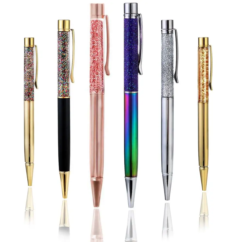 Creatief 1.0 Mm Luxe Pen Flow Olie Kristal Gouden Folie Metaal Koper Kleurrijke Hoogwaardig Goud Poeder Drijfzand Balpen pen