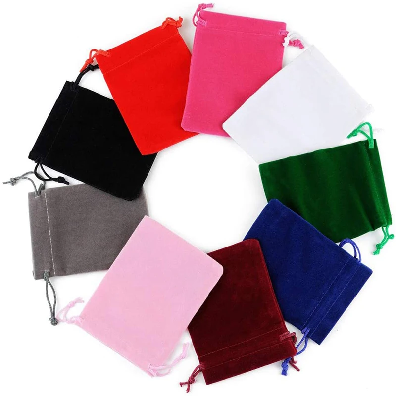 10PCS Mixed Drawstrings Velvet Bags Cloth Jewelry Velvet Pouches Candy Gift Bags For Christmas Party Wedding Favor Storage Bag