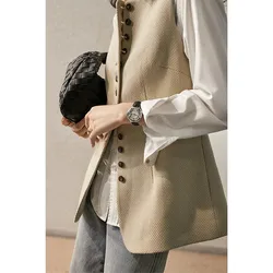 Cardigan Vest Women Coat Spring Autumn Fashion Single-Breasted Gilet Femme Vintage Sleeveless Chaleco Mujer Female Waistcoat