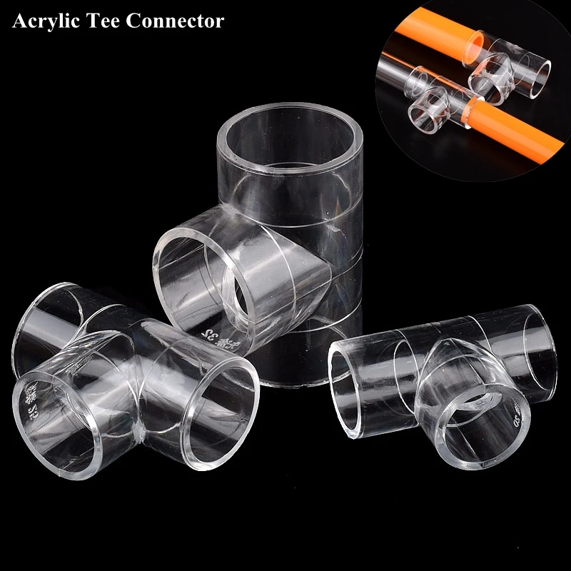 16~50mm Acrylic Tee Connector Garden Watering Irrigation 3-Way Water Tube Joint Transparent Aquarium Fish Tank Adapter DIY Shelf