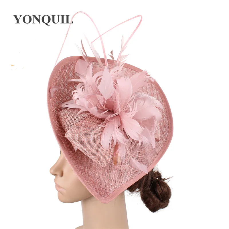 Chapeau de mariage rose chaud pour patients, Fascinateurs de banquet, fleur de plume de mariée, vêtements de sauna de mariage, cerceaux pour femmes