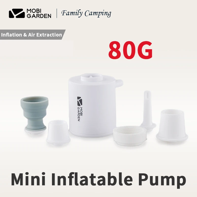 

MOBI GARDEN USB MINI Inflatable Pump 80g Ultralight 180L/min Fast Inflation/Air Extraction Pump Camping Pad Pillow Swim Ring