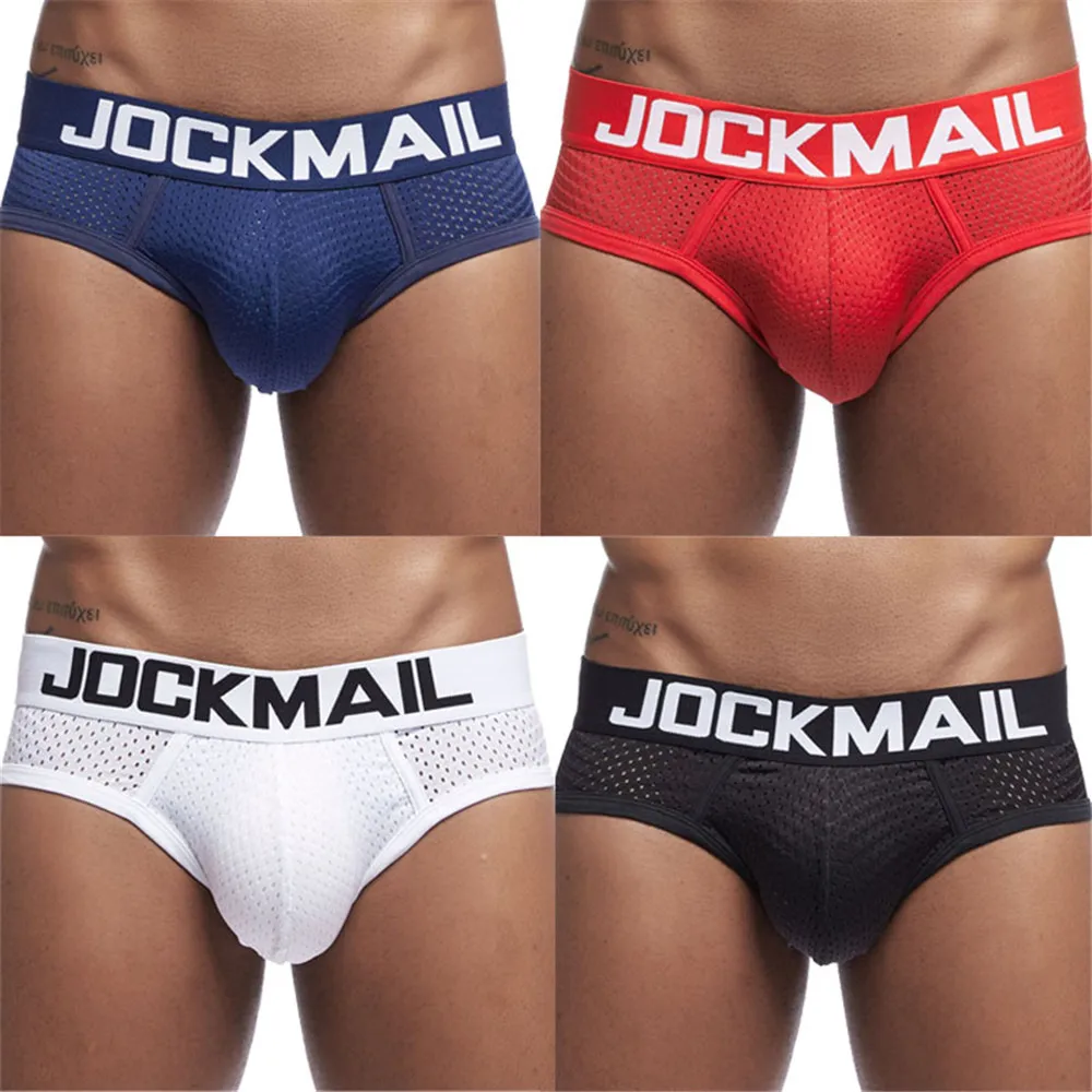 

JOCKMAIL mens underwear 4 Pack ice silk Sexy Men Mesh Briefs Polyester Slip Cueca Male Comfortable Panties sissy gay underwear