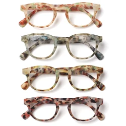 Turzing Round Reading Glasses Ladies Reading Glasses Spring Hinge Reader Glasses for Women Eyeglasses with Pattern Print