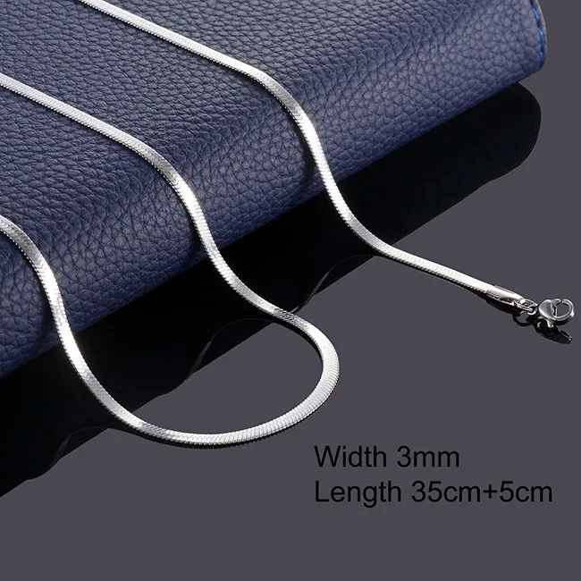 3mm Edelstahl-Flachkette, wasserdicht, schlanke Schlangenkette, Geschenk für Männer und Frauen, Schmuck – Detail 1