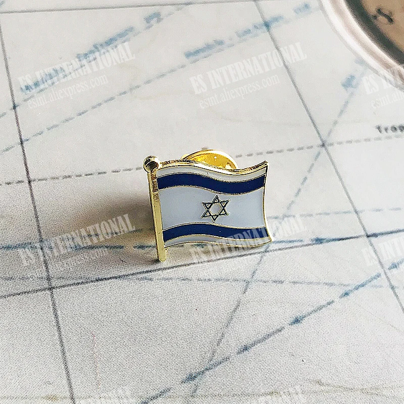 Israel  National Flag Crystal Epoxy Metal Enamel Badge Brooch  Collection Souvenir Gifts  Lapel Pins Accessories  Size1.6*1.9cm