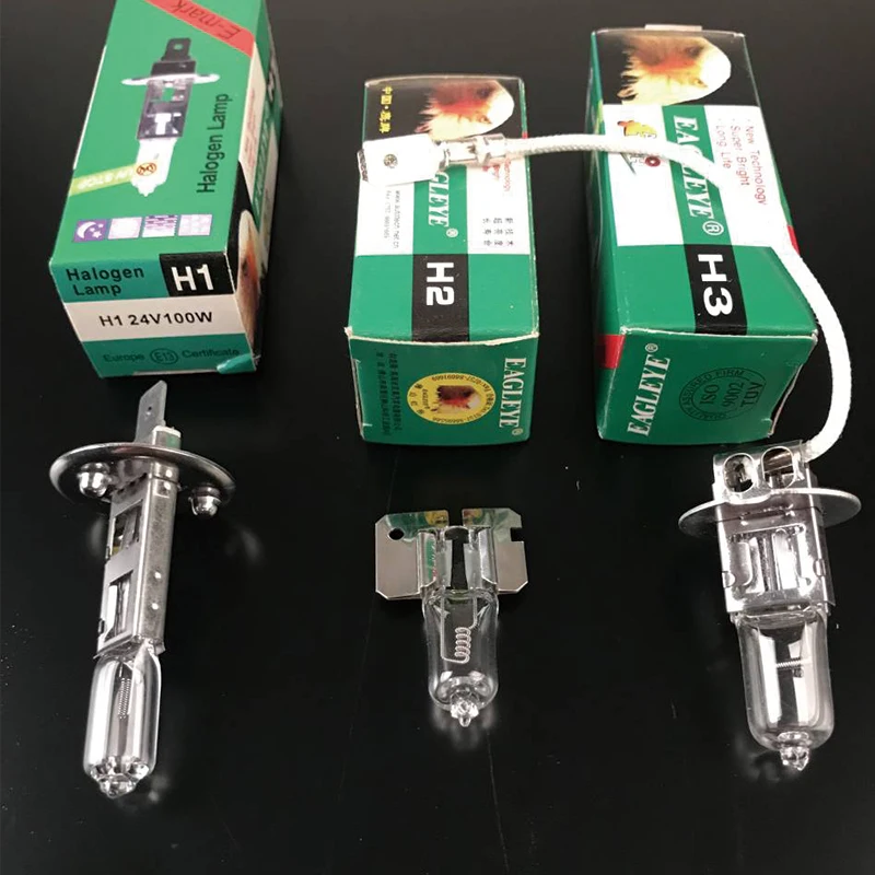 Bombillas halógenas transparentes para luces antiniebla de coche, lámpara de señal, H1, H2, H3, 12V, 4000K, 2 uds.